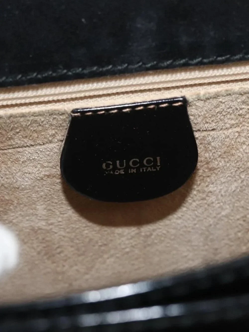 GUCCI Hand Bag Patent leather Black Silver 018 123 1003 Auth